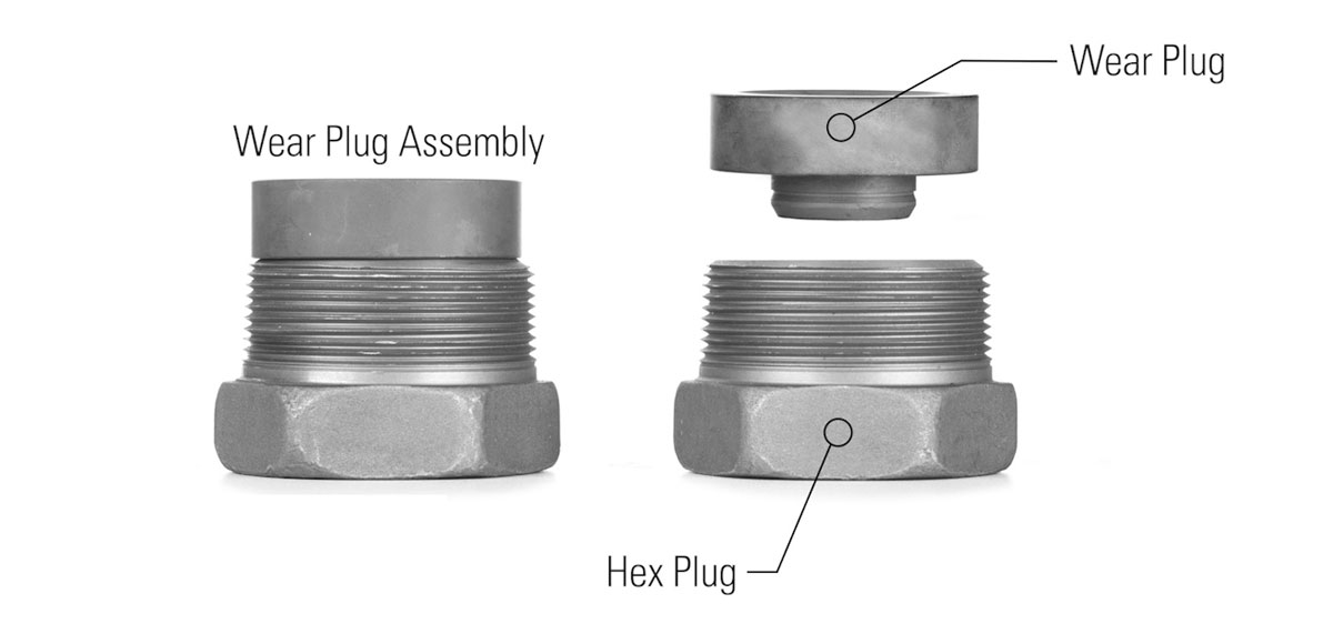 hpcv t-body replaceable wear plug assembly