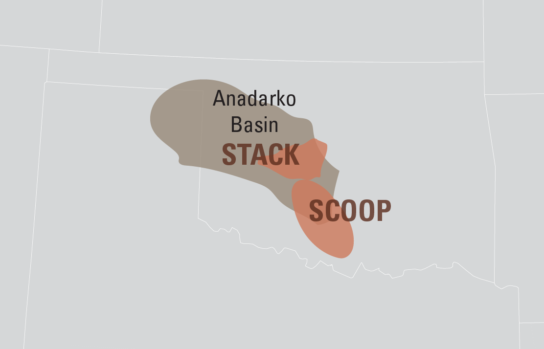 Map of the Scoop/Stack in the Anadarko Basin