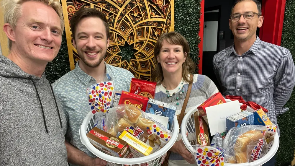 Kimray Marketing Team prepares gift baskets for Annas House Foundation