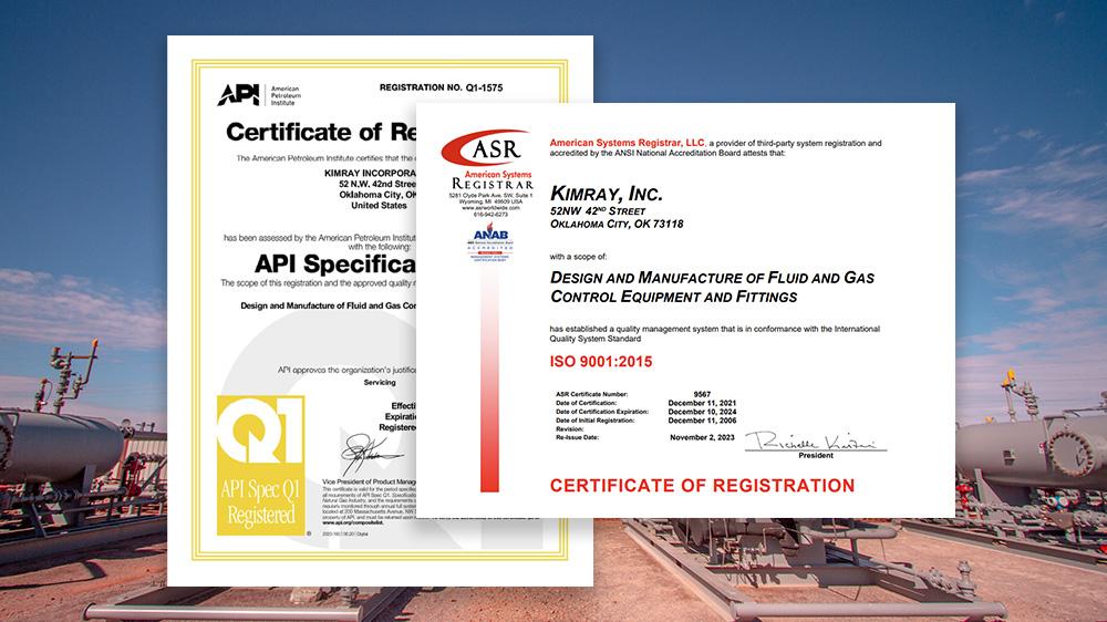 Kimray Certifications