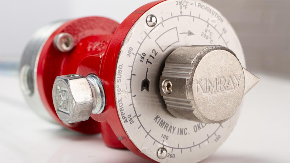 Close up of a pneumatic temperature controller