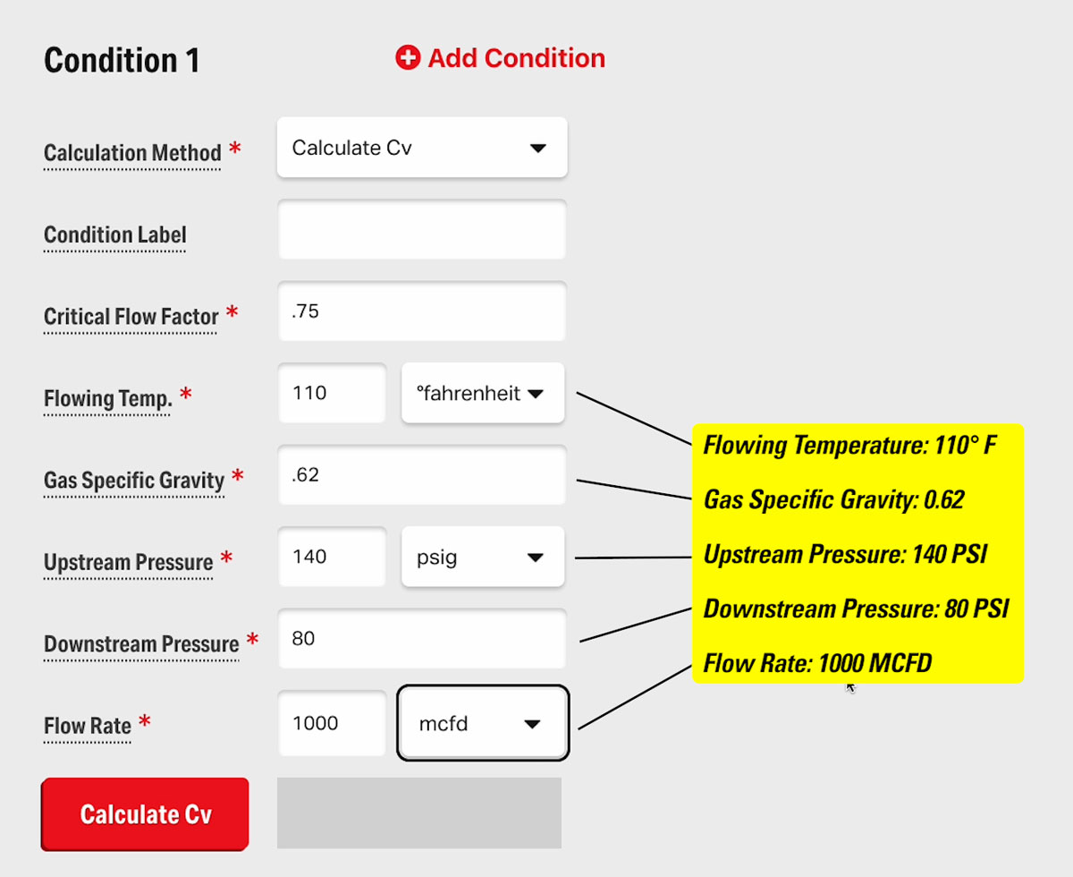 Example Calculation and Conditions