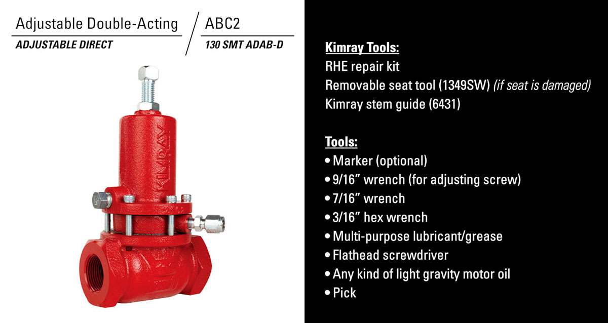 parts list for the abc2 adjustable double acting low pressure control valve