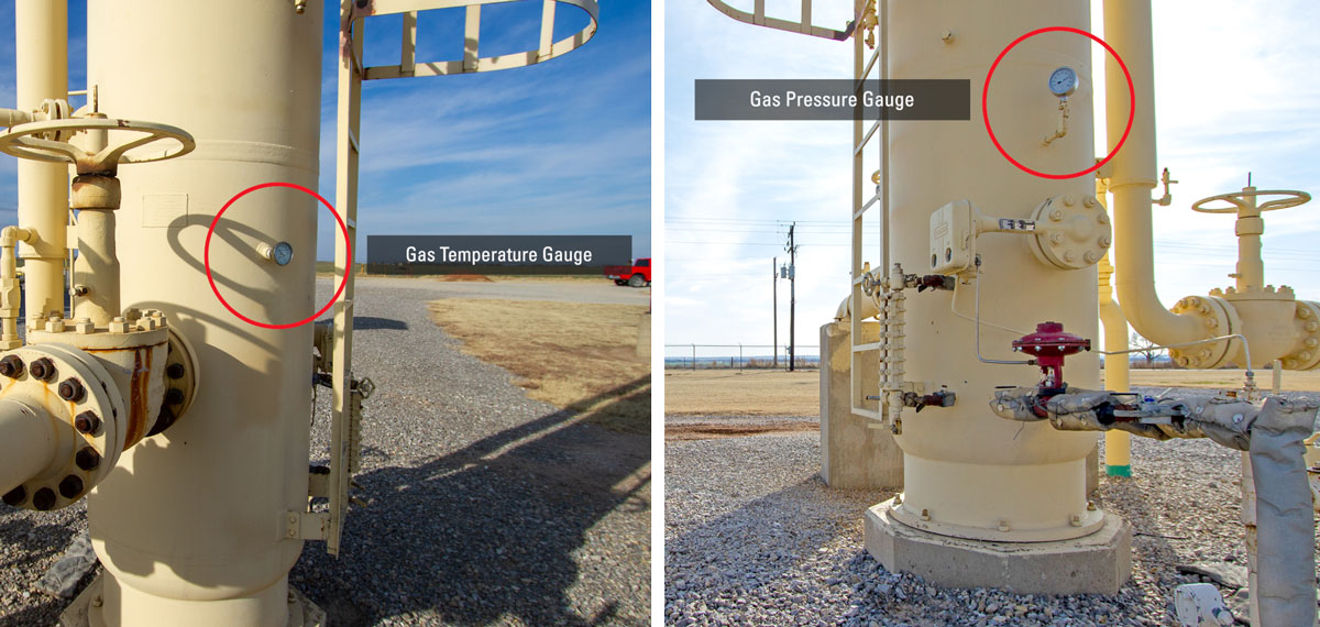 dehydration gas pressure and temperature gauges