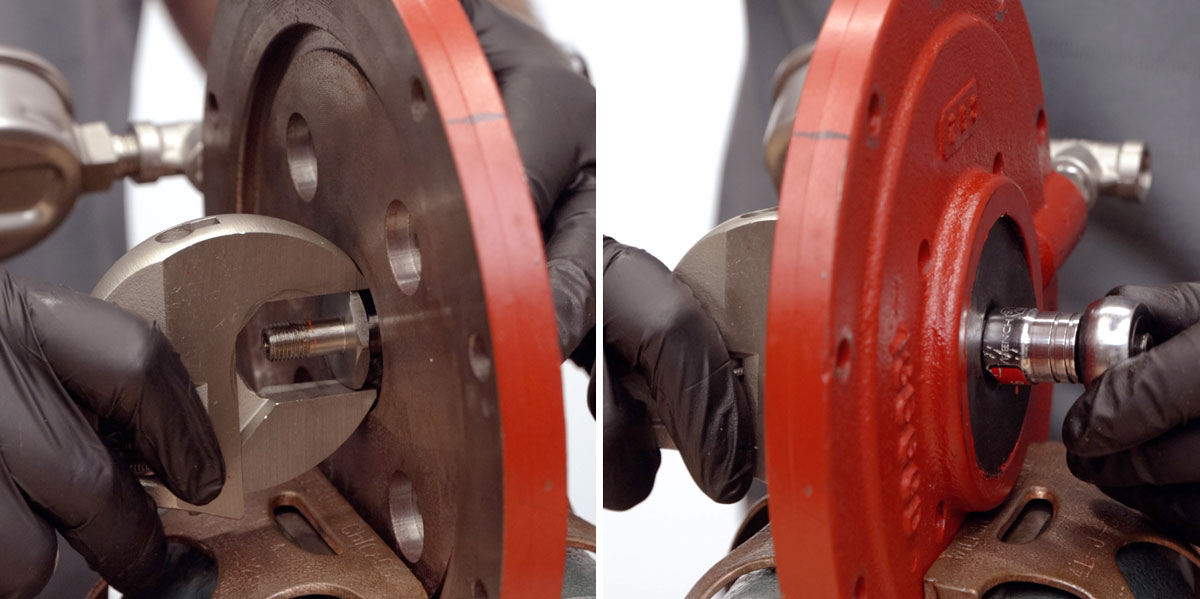 adjustable and 9/16" wrench placement