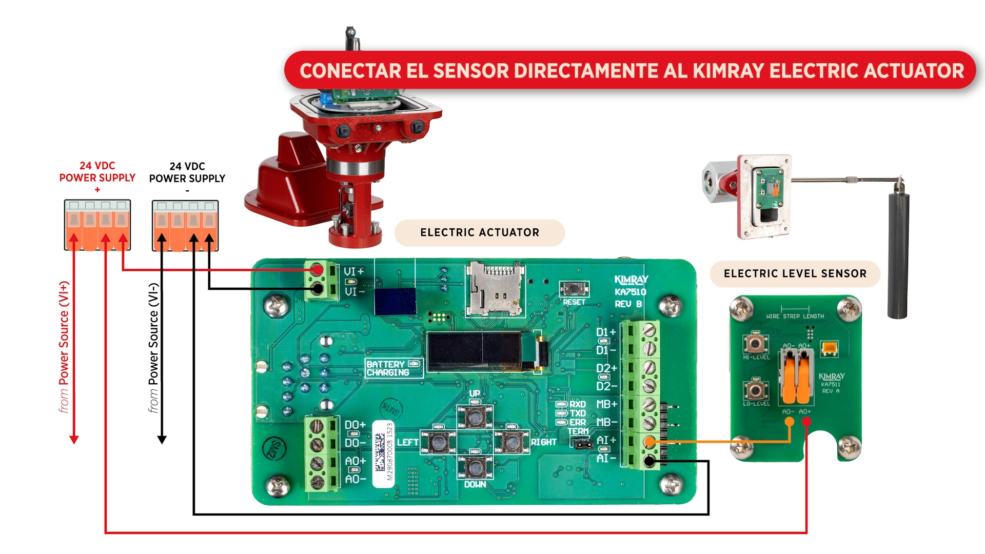 conectar el sensor al kimray electric actuator