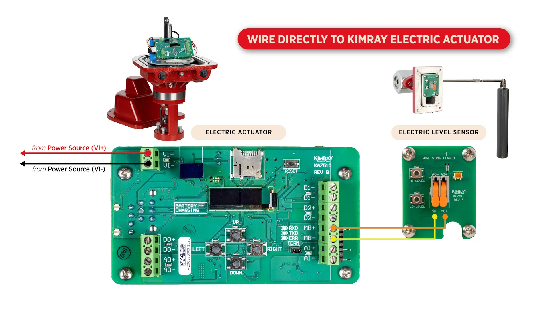 wiring Kimray Electric Level Sensor to electric actuator