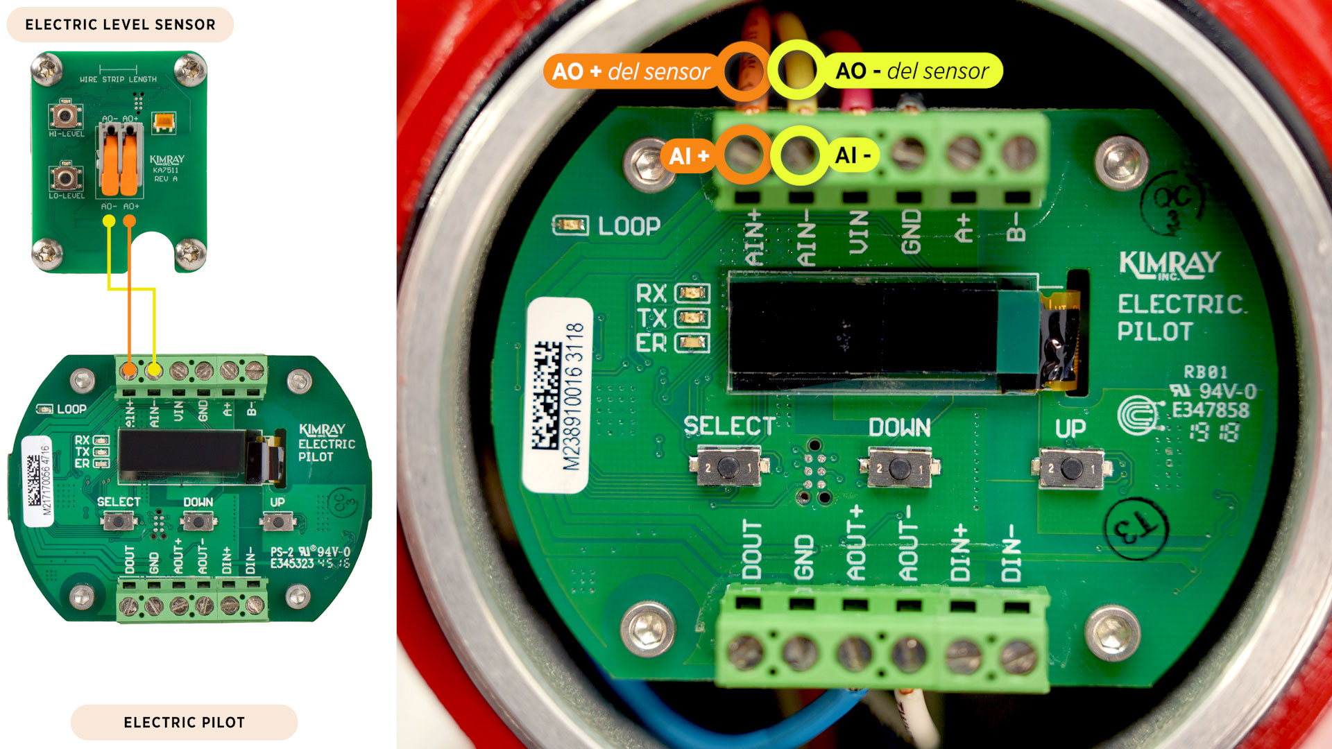 sensor de nivel eléctrico y piloto eléctrico conecte