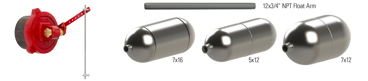 kimray CCT trunnion assembly with float size options and float arm