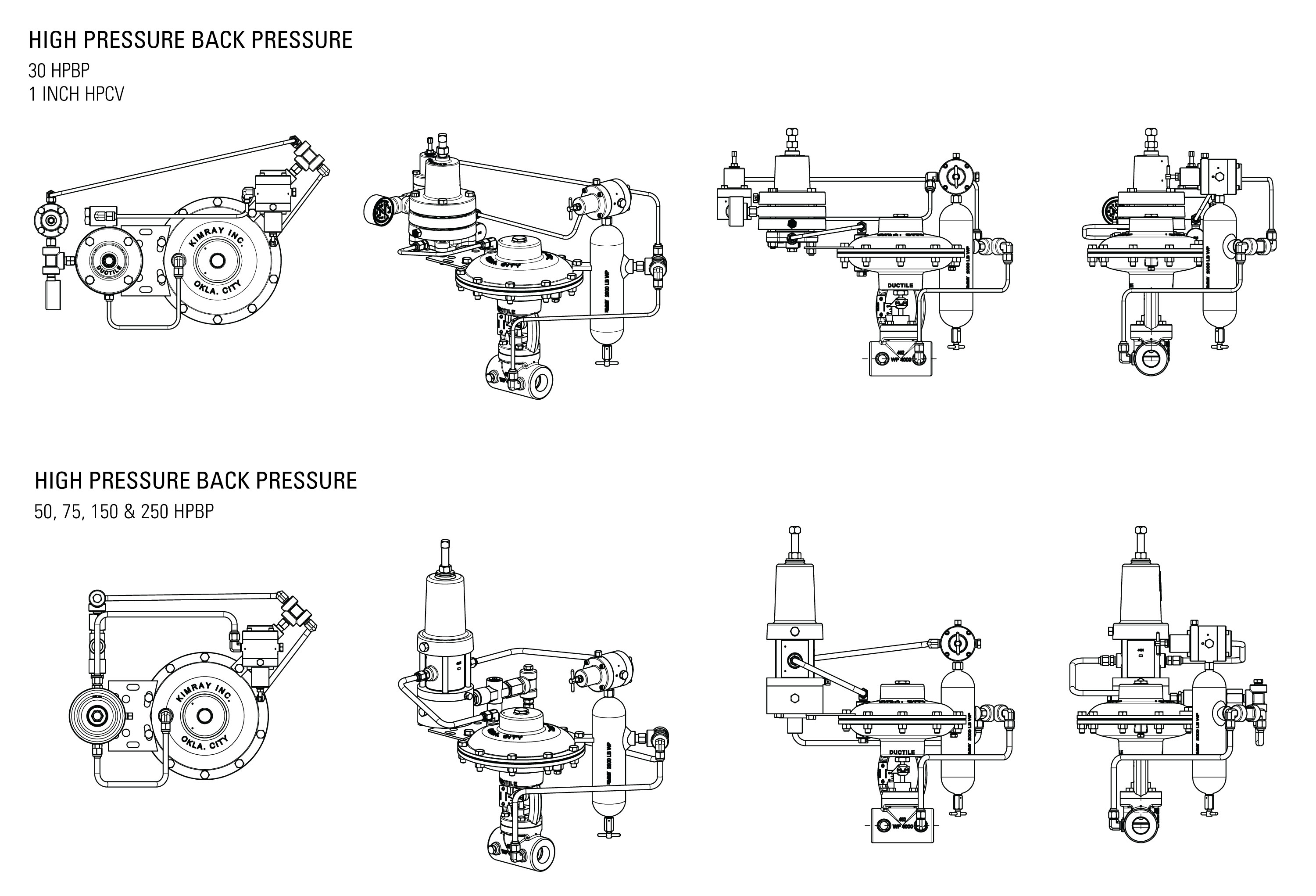 high pressure control valve back pressure package arrangements