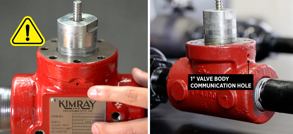 photos of 1" and 2" communication holes on HPCV bodies