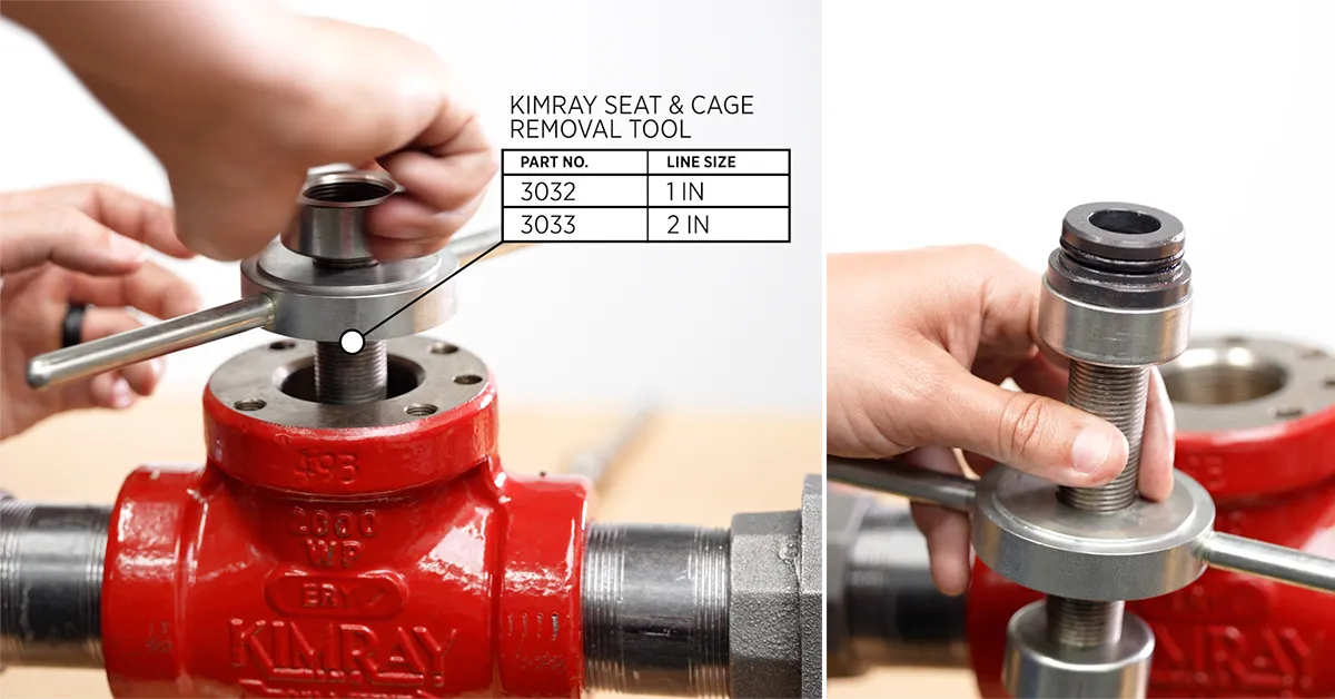 photos of Kimray seat removal tool being used