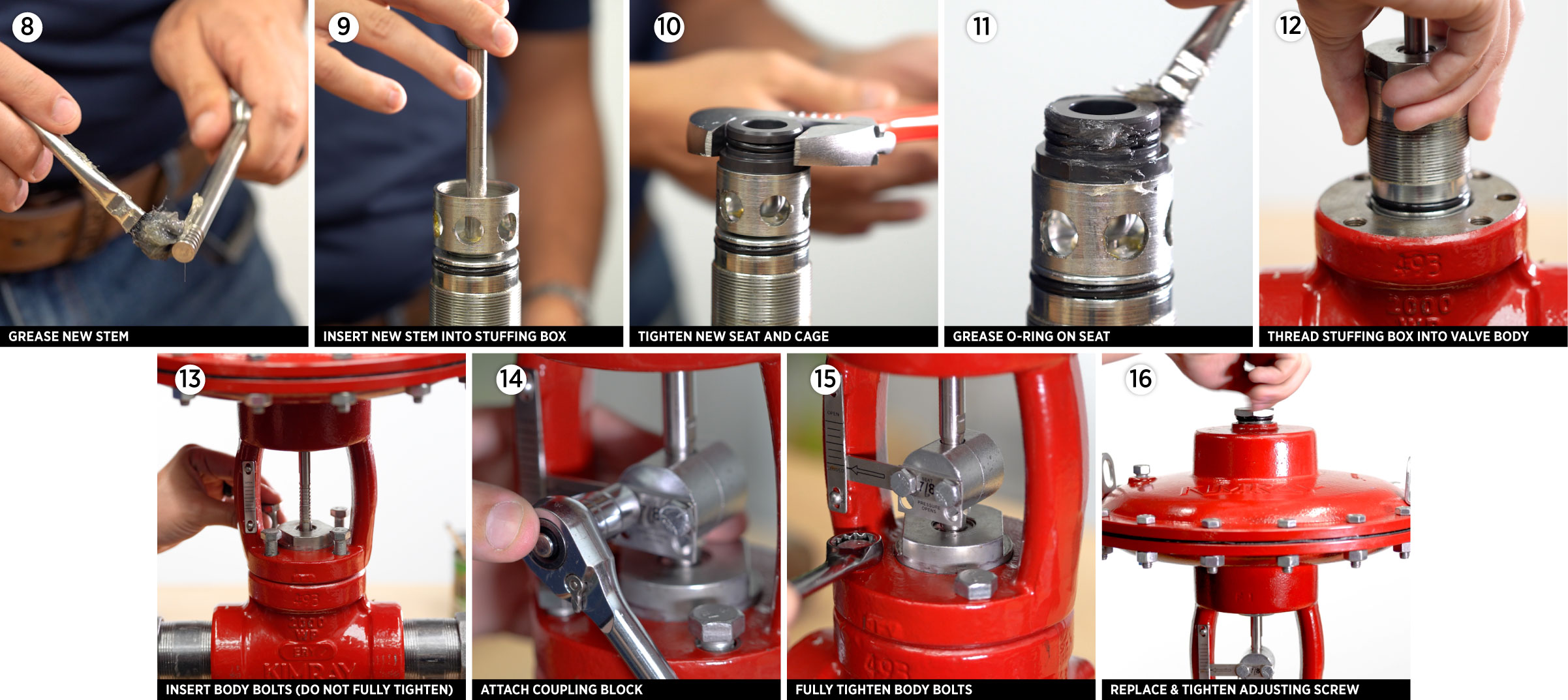 Steps 8-16 for disassembly to replace control valve trim