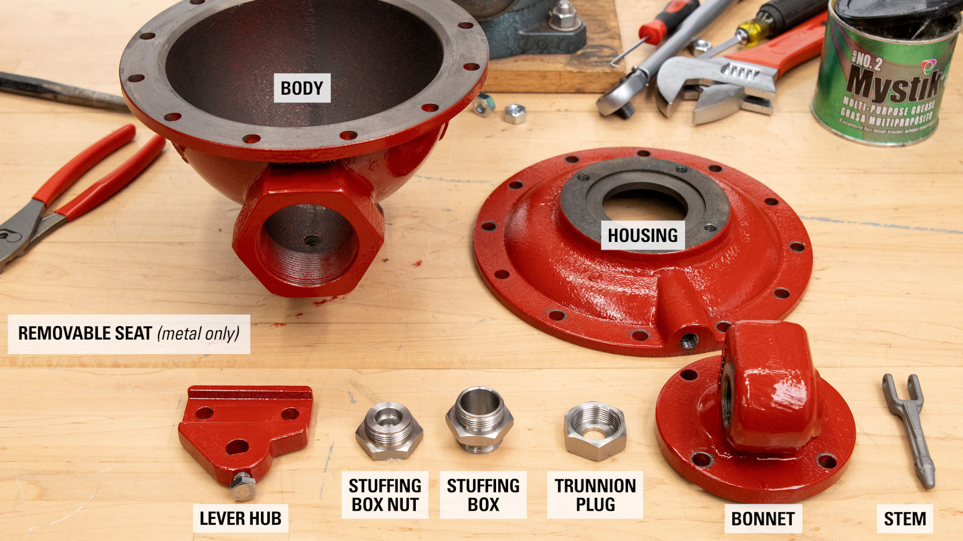photo showing disassembled valve