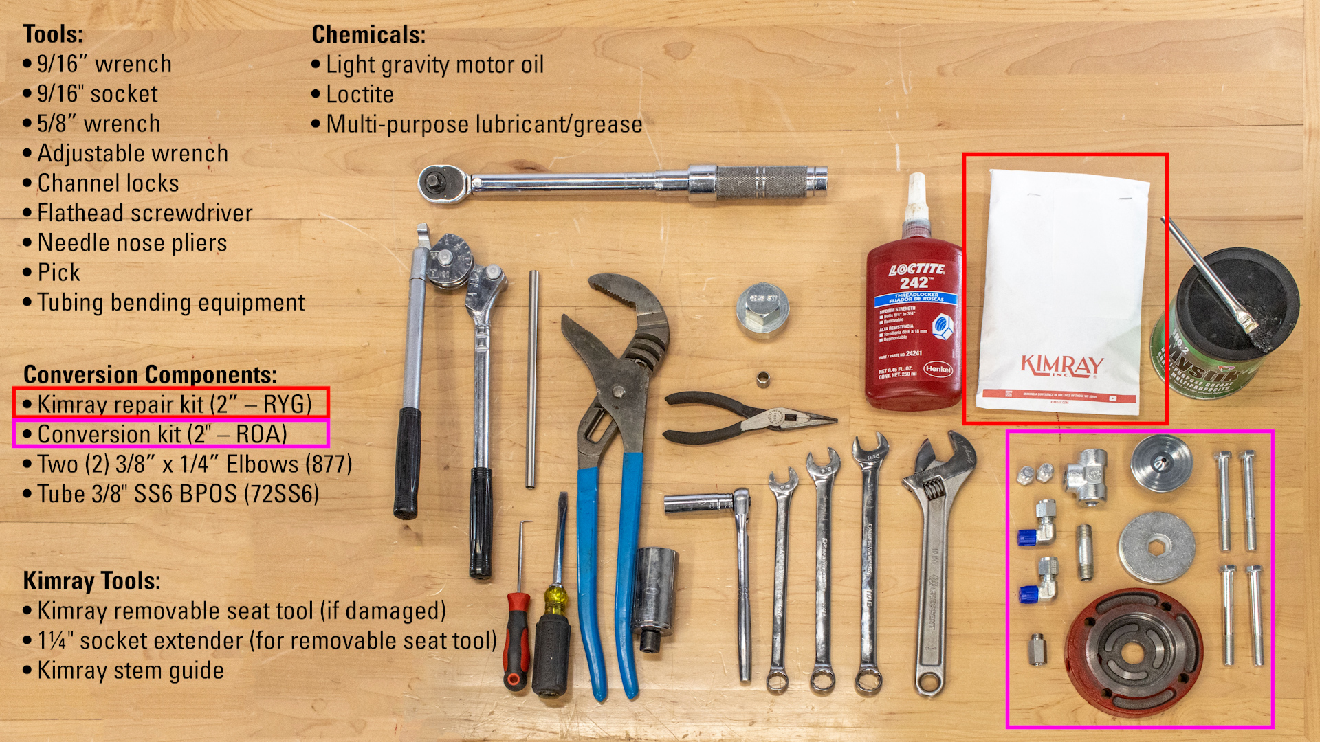 components tools and chemicals needed for a BP-BPOS conversion